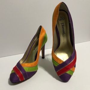 J Renee Colorblock Rainbow Pointed Toe Stiletto Heel Pump Women’s 6.5 Retro Look
